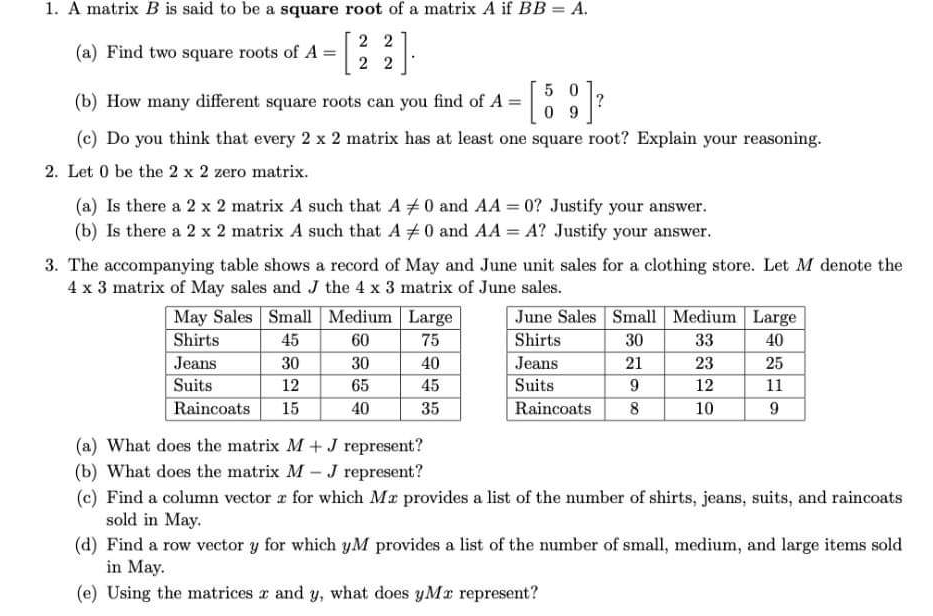 B is said to be a square root of a matrix A
