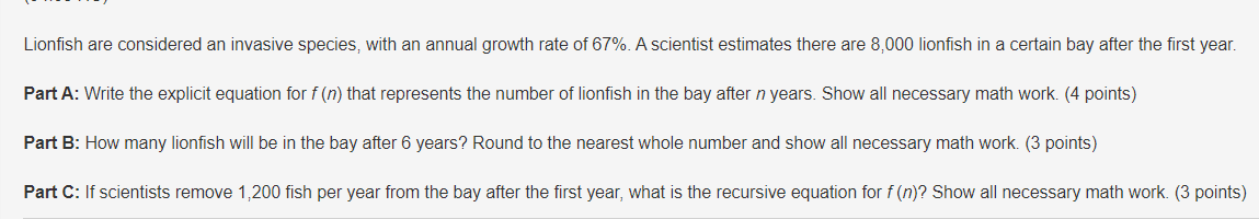 FOR THE LAST 4 QUESTIONS THEY MUST HAVE STEP BY STEP WITH