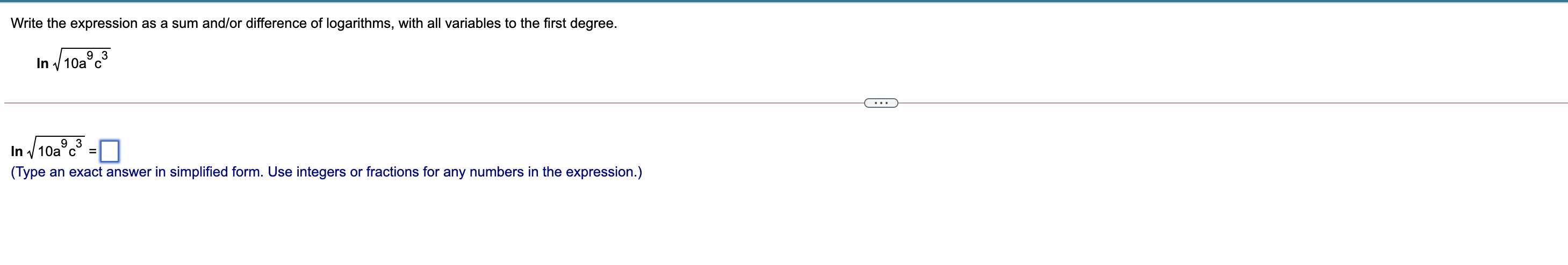 first degree. In 1 10a c's In 10a c' = (Type an