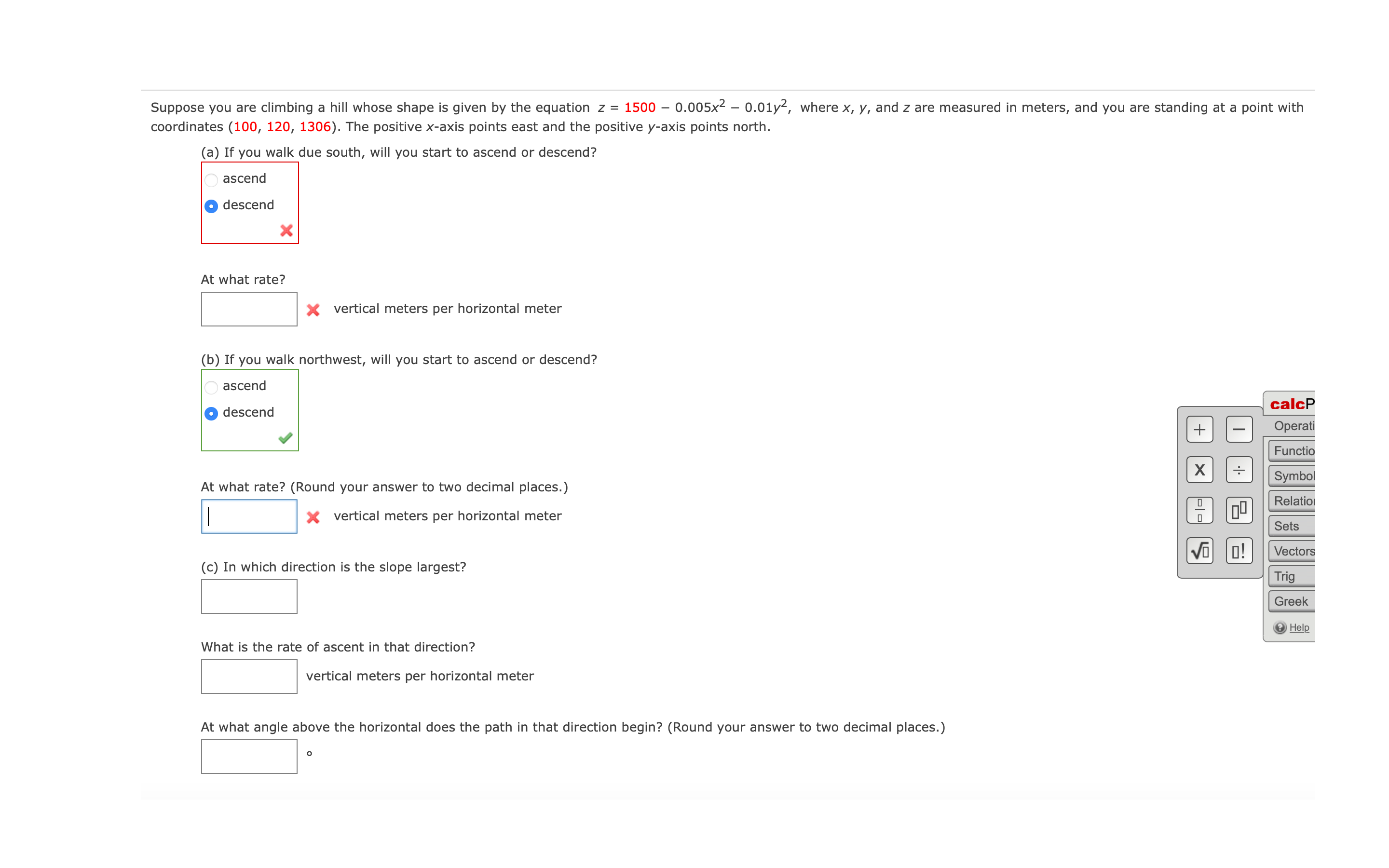 the equation 2 = 1500 0.005xz 0.01y2, where X, y, and z