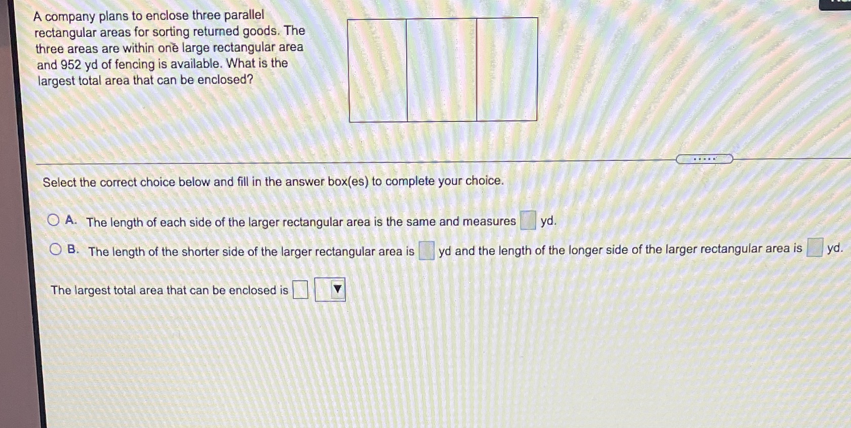 returned goods. The three areas are within one large rectangular area and