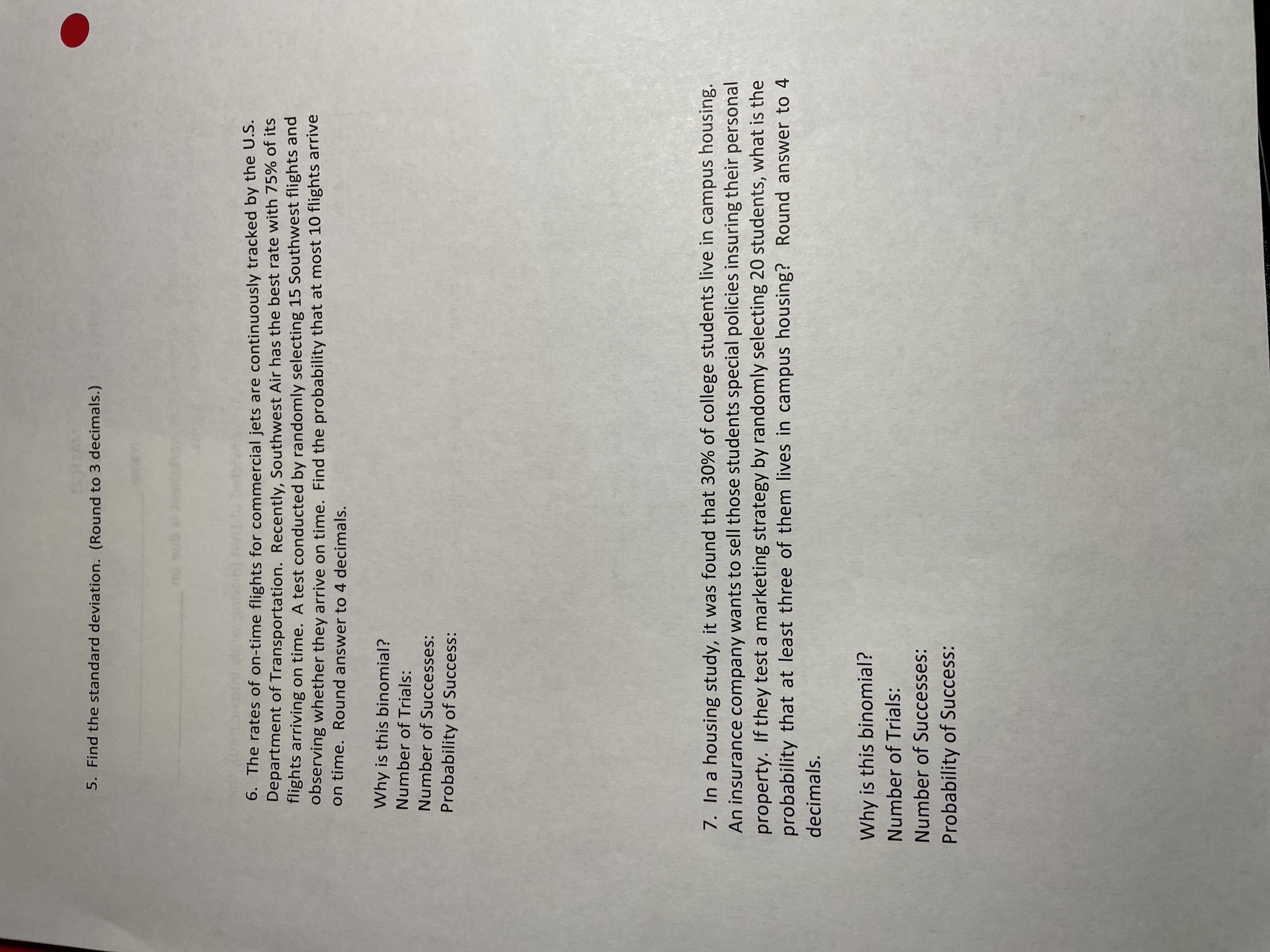 (Sections 6.1 & 6.2) Name Complete the following problems. This worksheet is