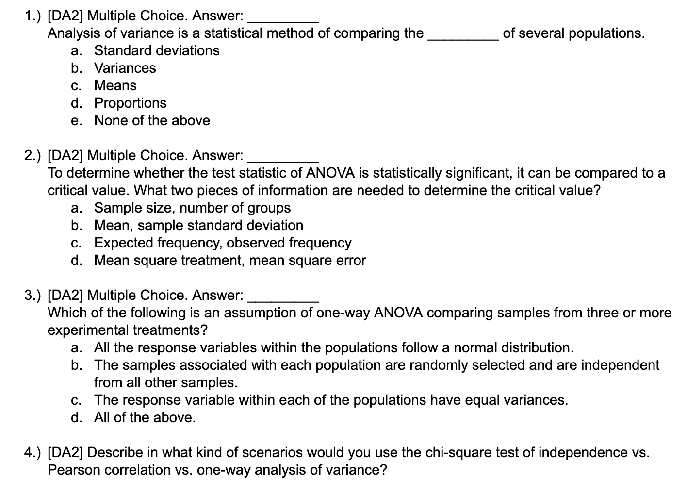 c Means d. Proportions e None of the above 2.) [DA2] Multiple
