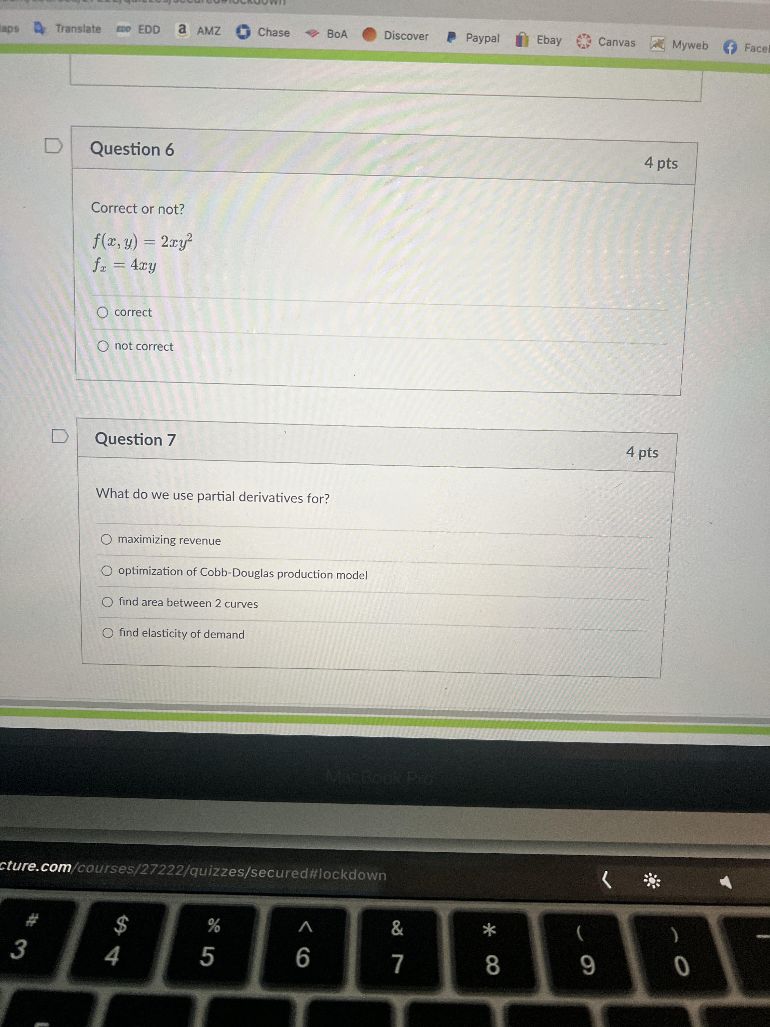 chain rule C] logarithmic rule / C] quotient rule D Question 5