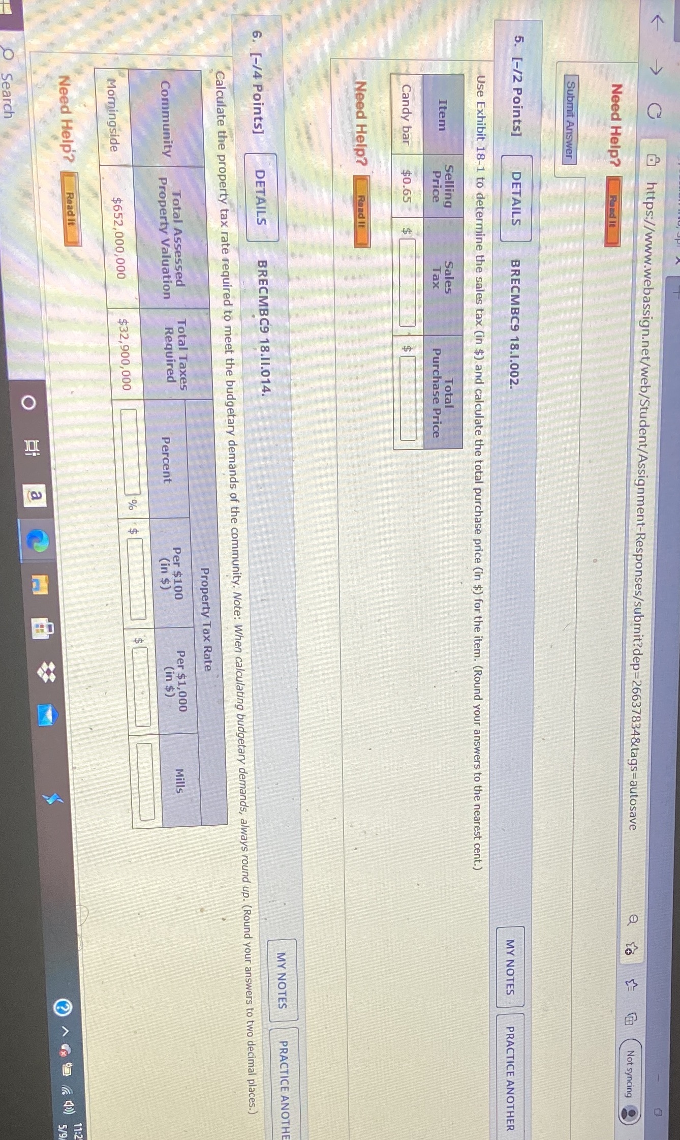  Numbers 5and 6 V https://www.webassign.net/web/Student/Assignment-Responses/submit?dep=26637834&tags=autosave Need Help? Road It Not syncing