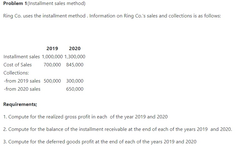 Information on Ring Co.'s sales and collections is as follows: 2019 2020