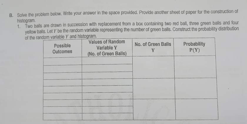  B. Solve the problem below. Write your answer in the space