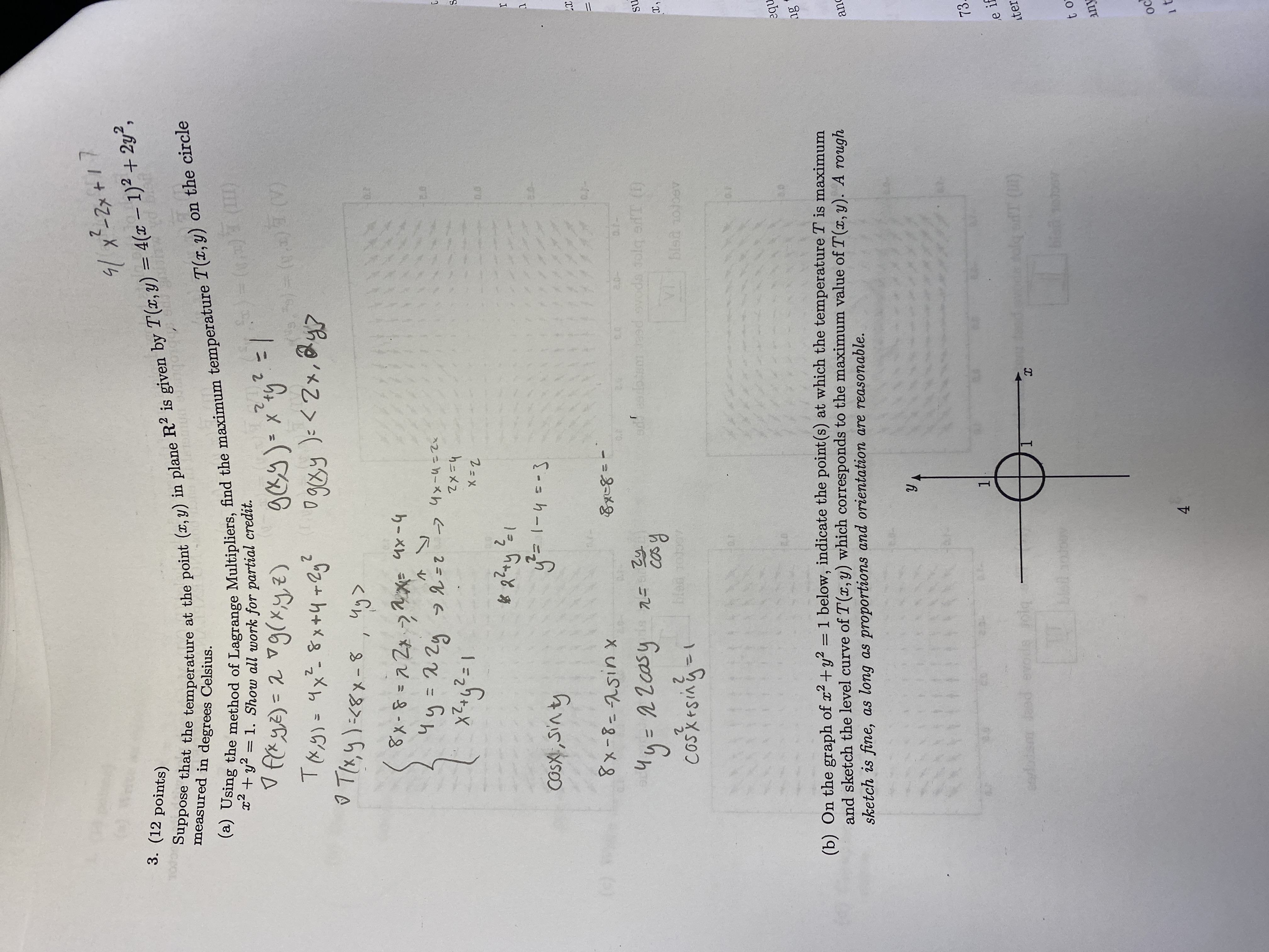Suppose that the temperature at the point (x, y) in plane R2