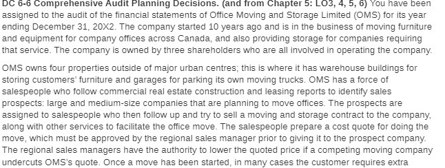  DC 6-6 Comprehensive Audit Planning Decisions. (and from Chapter 5: L03,