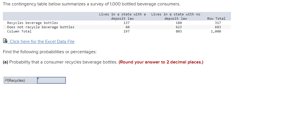 beverage bottles 68 623 Column Total 19? 383 3 Click here for