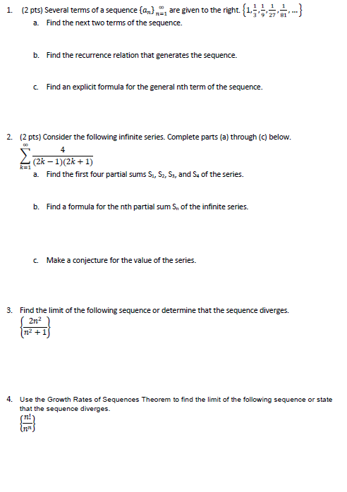 the following telescoping series, find a formula for the nth term of