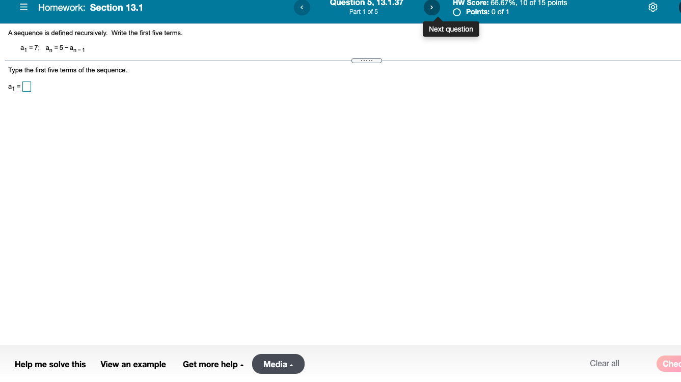 View an example Get more help - Media Clear all Check ansHomework: