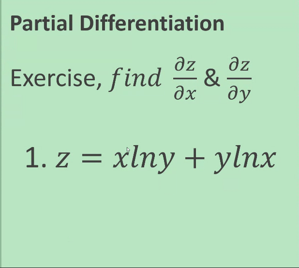 Exercise find ux, Uy &Uz 4. u = yz + xz +