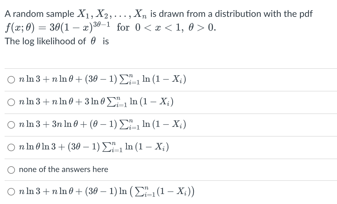 a distribution with the pdf f(x; 0) = 30(1 - x) 30-1