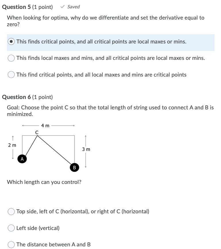 6 {1 point} Goal: Choose the point C so that the total