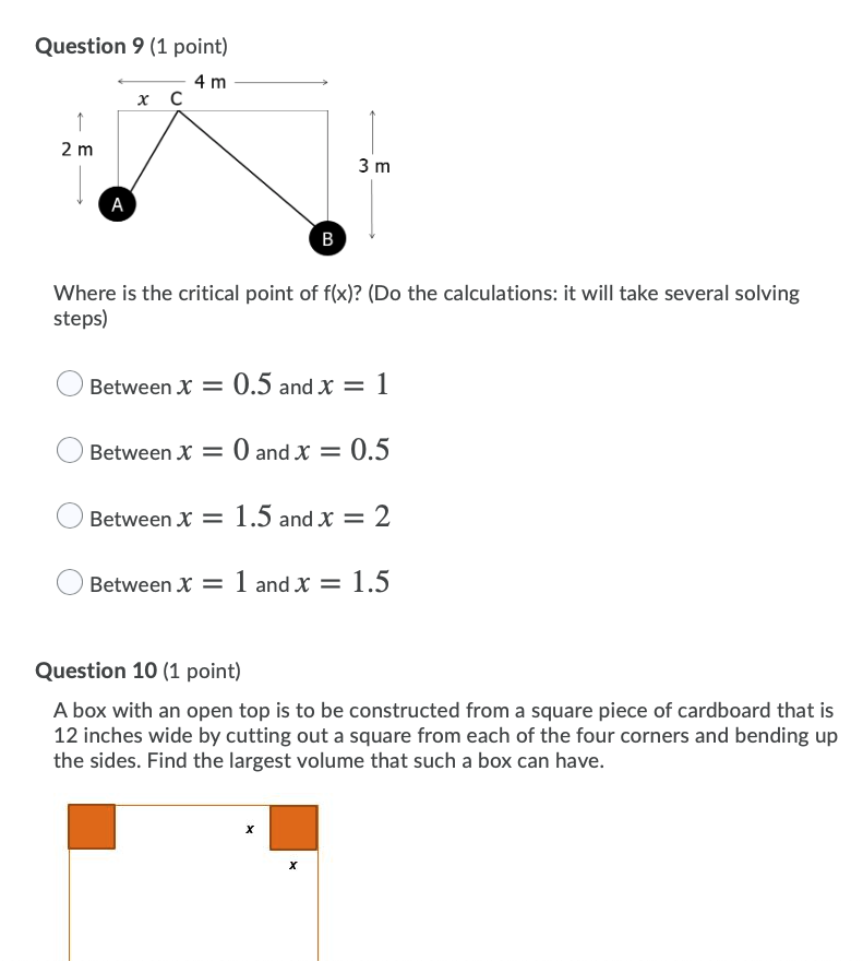 The distance between A and B Question 6 {1 point} Goal: Choose