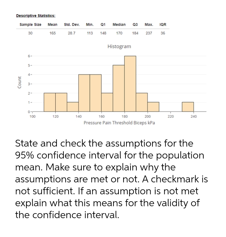  Descriptive Statistics: Sample Size Mean Std. Dev. Min. Q1 Median Q3