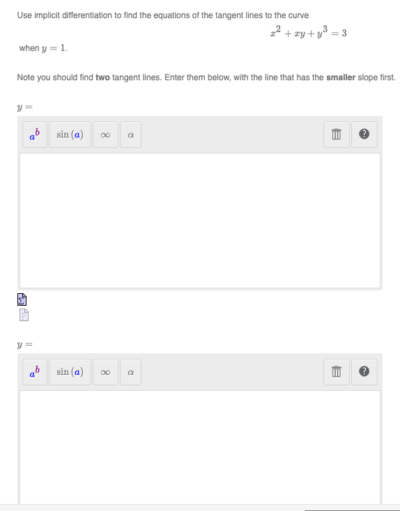 Answer the questions in the attached images. Use implicit differentiation to