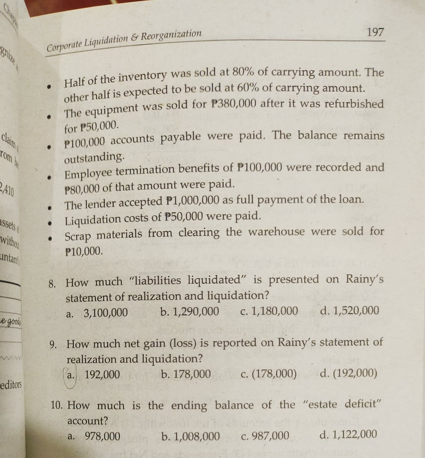 The other half is expected to be sold at 60% of carrying