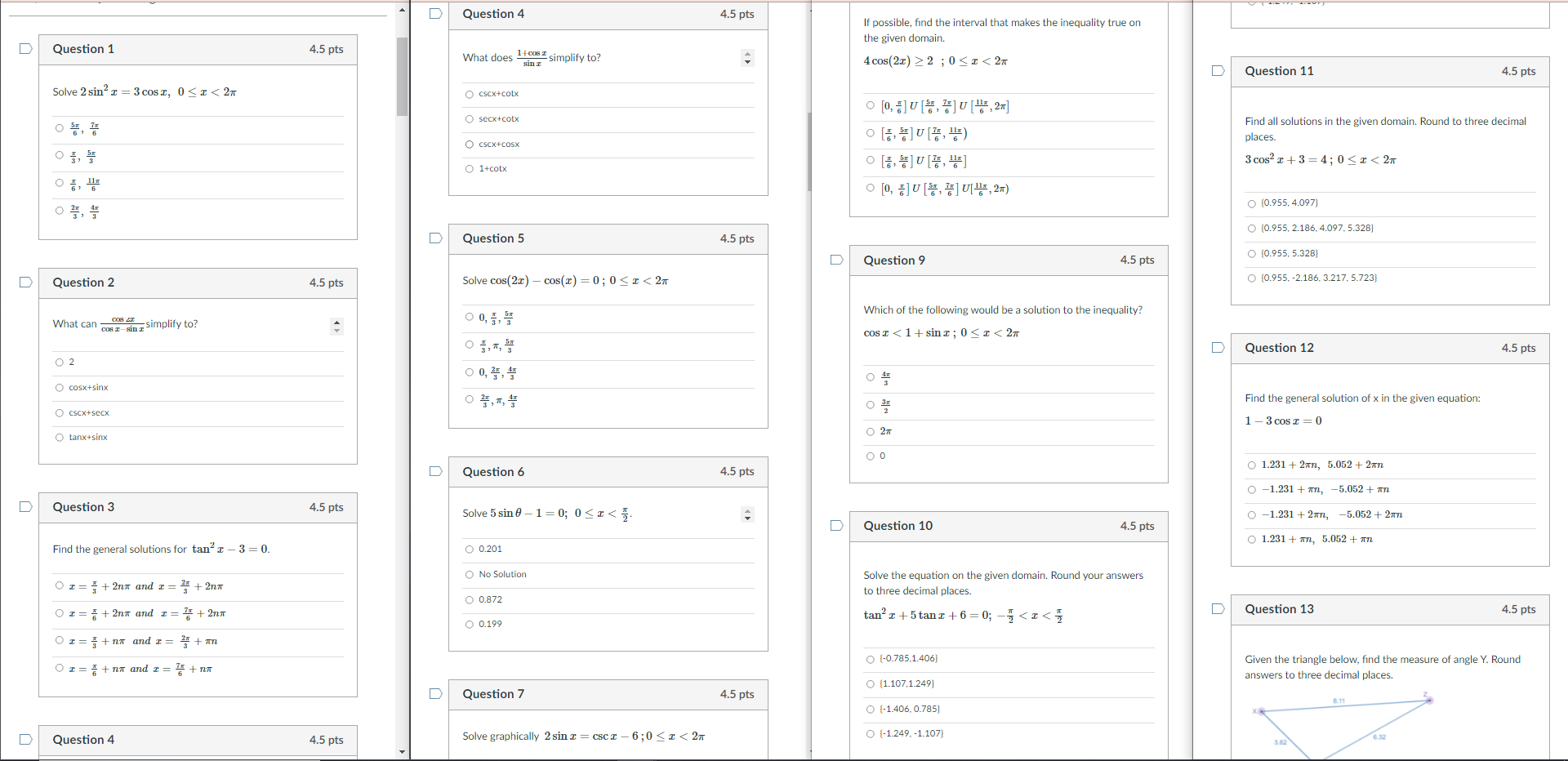 D Question 4 4.5 pts If possible, find the interval that