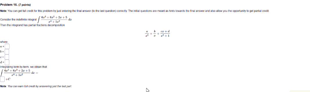 this problem by just entering the final answer (to the last question)