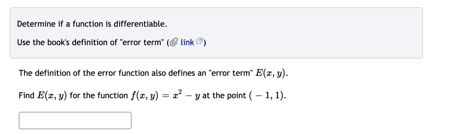y). Find E(x, y) for the function f(x, y) = x -