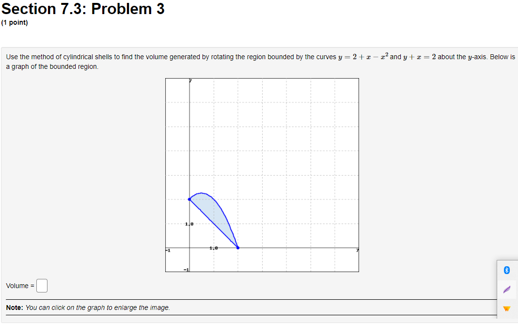 = 4 sin(222), about the y axis. C] 24:0, Section 7.3: Problem