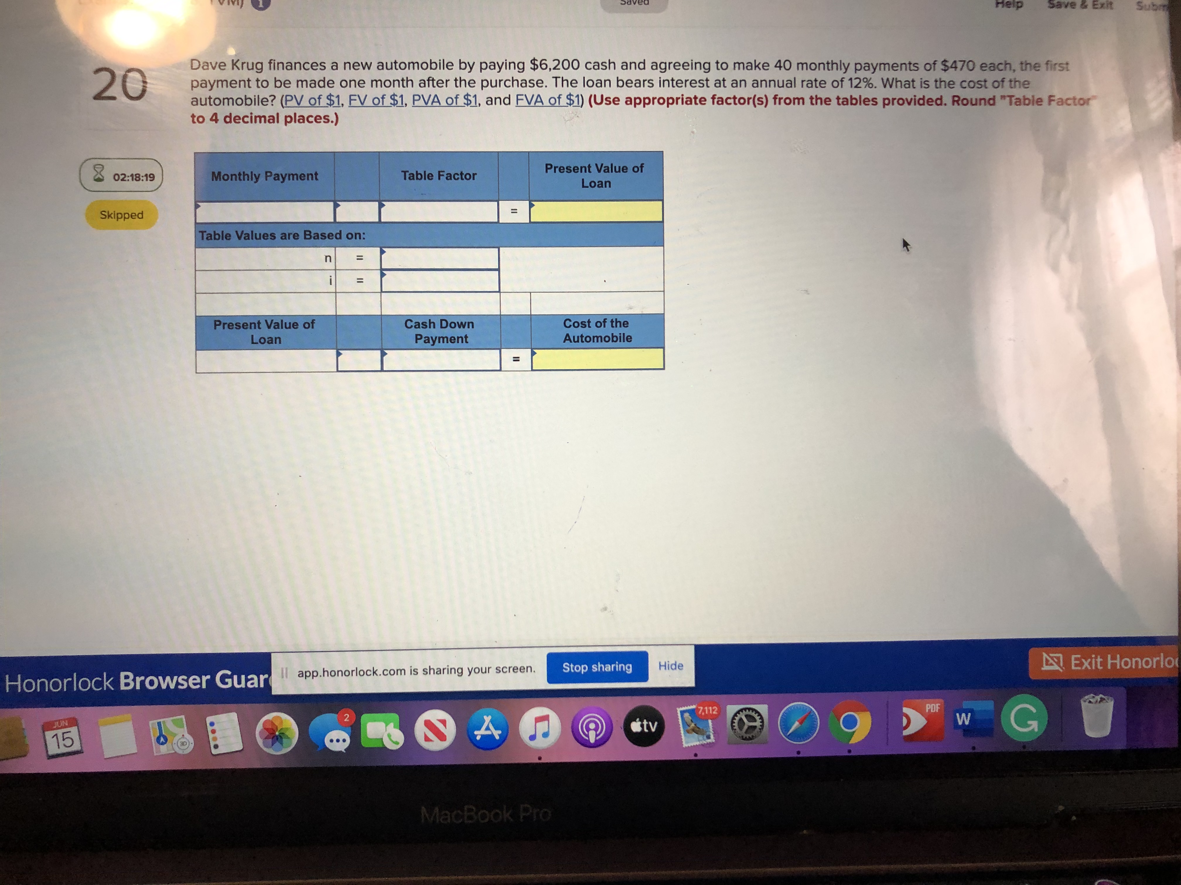 Factor" to 4 detime places.) 02-18:53 Present Value Table Factor Total Accumulation