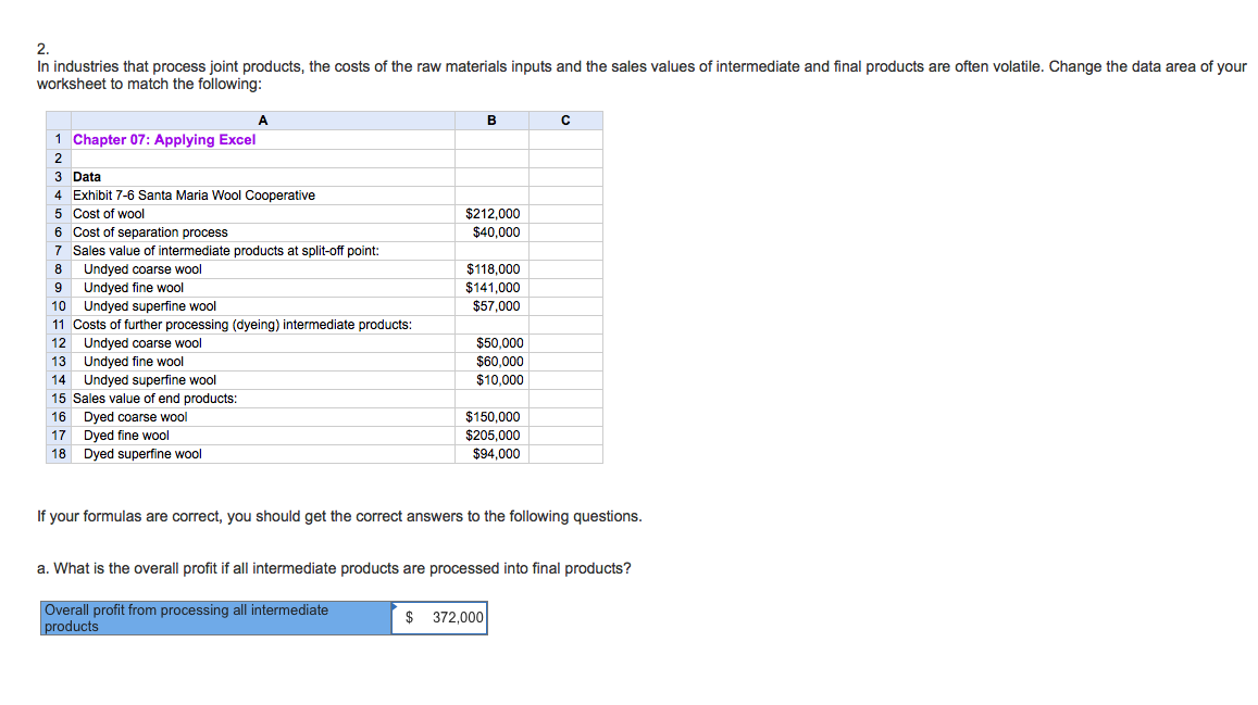 G 1 Chapter 0?: Applylng Excel 2 3 Data 4 Exhibit 7-6