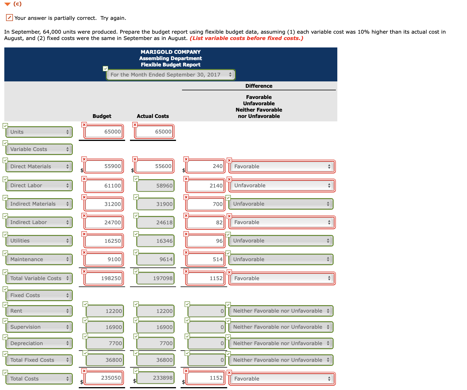 in the month following the purchase. All other items above are paid