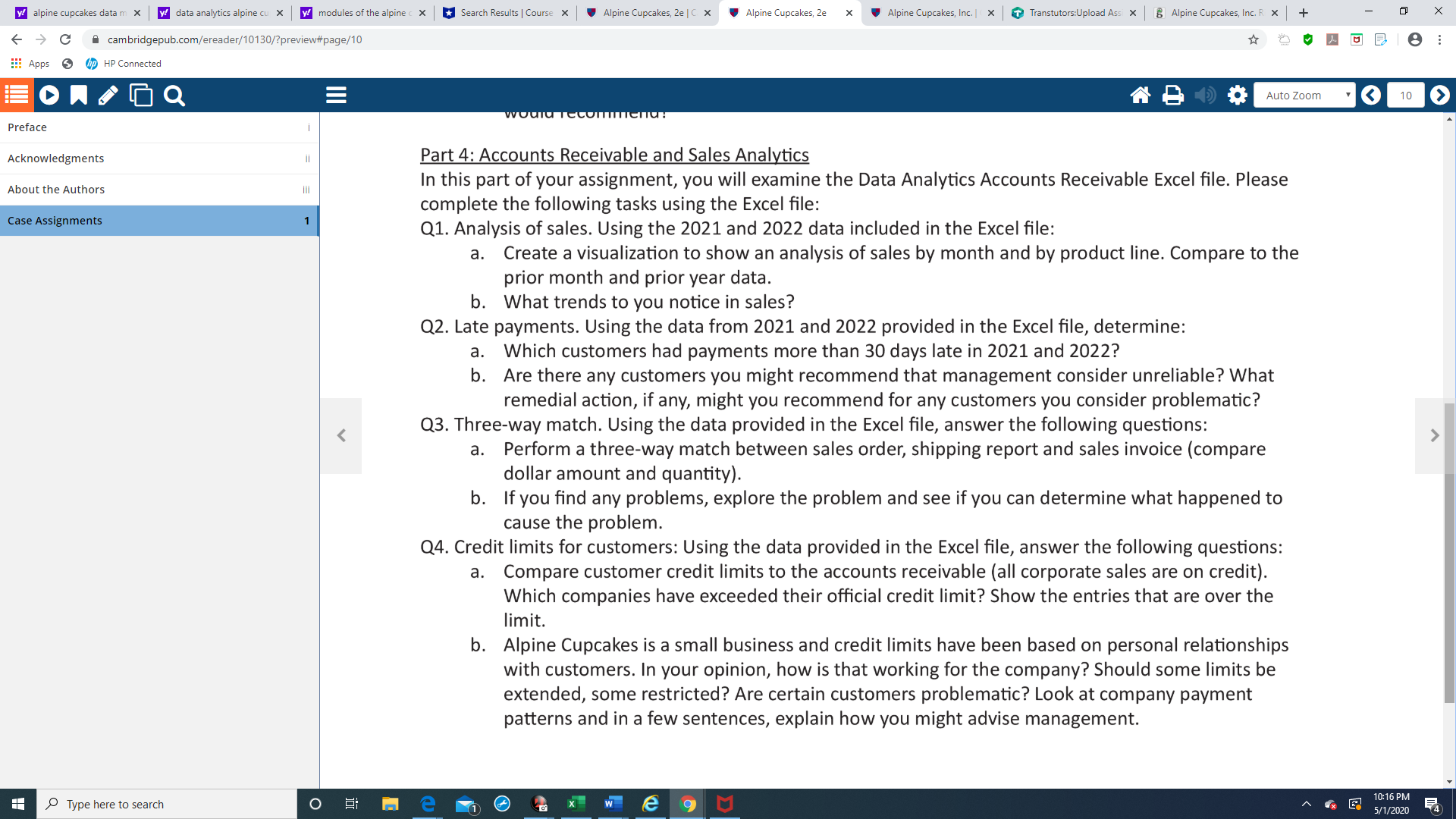  help please y alpine cupcakes data m x y data analytics