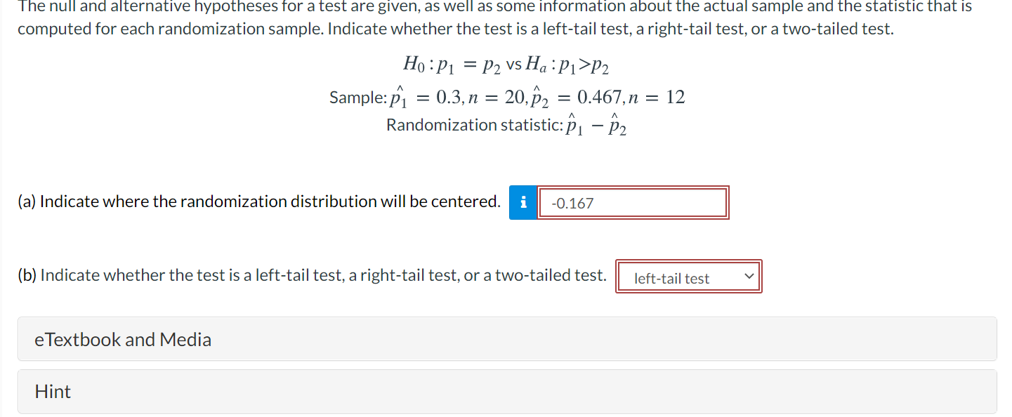 well as some information about the actual sample and the statistic that