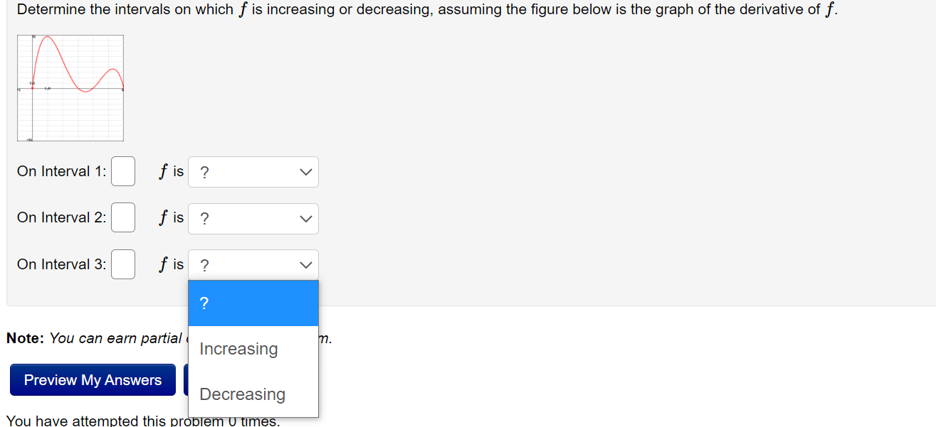 ................. Determine the intervals on which f is increasing or decreasing,