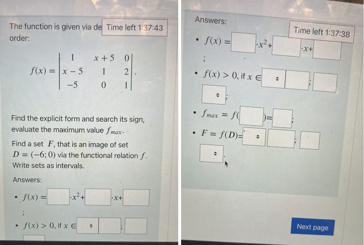 Answers: The function is given via de Time left 1:37:43 Time