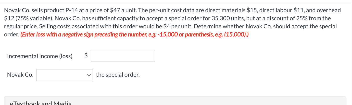 The per-unit cost data are direct materials $15, direct labour $11, and