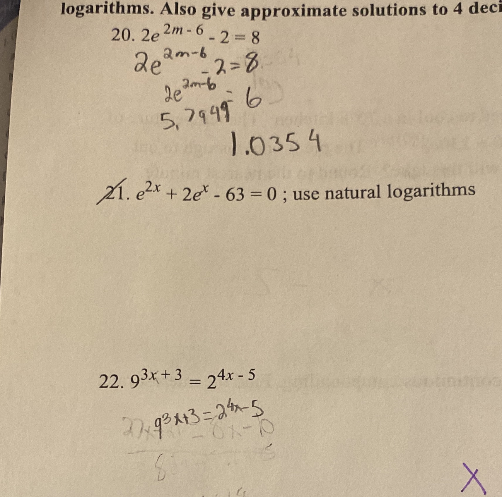 20 and 22 Write the Solution set with the exact values