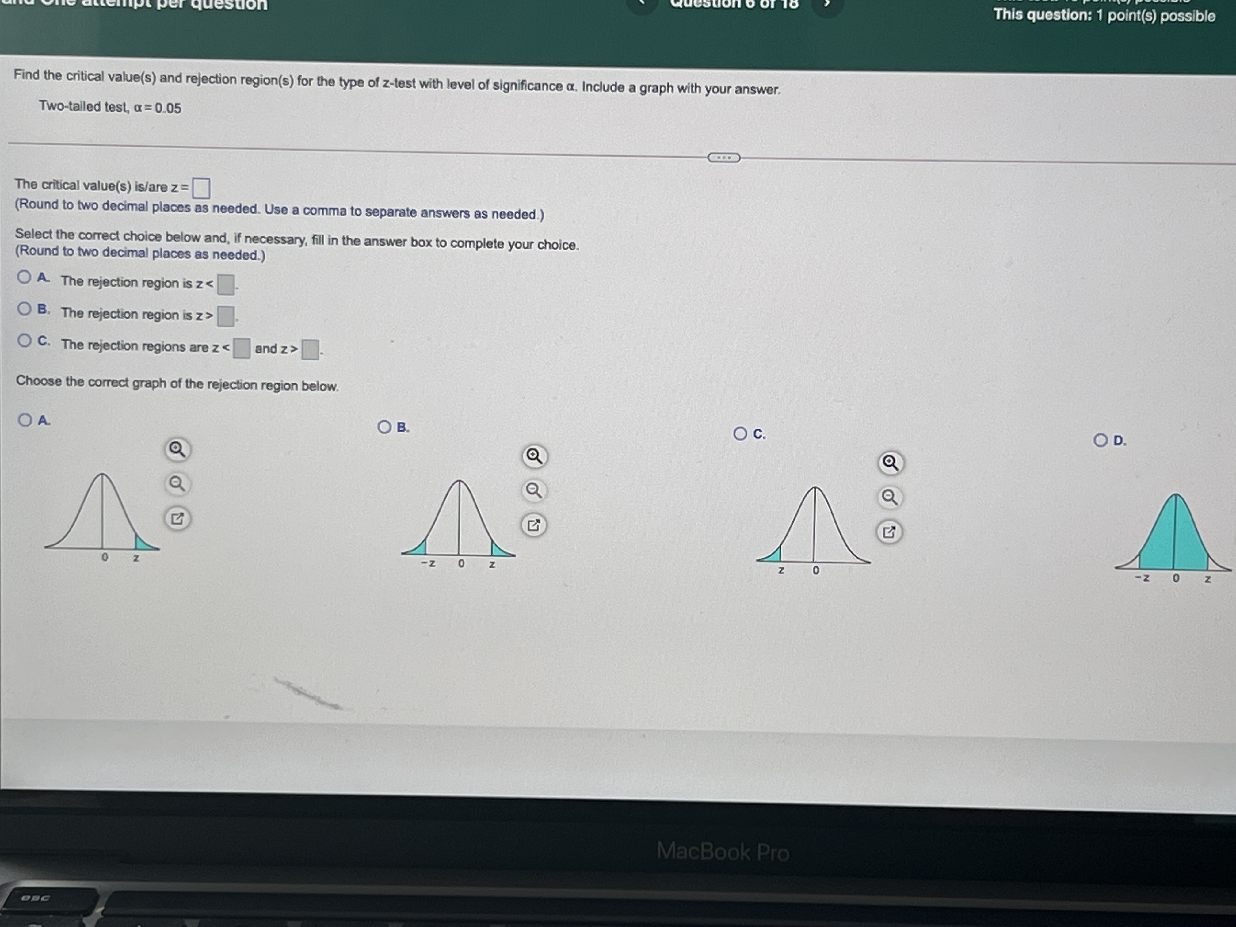 a graph with your answer. Two-tailed test, a = 0.05 The critical