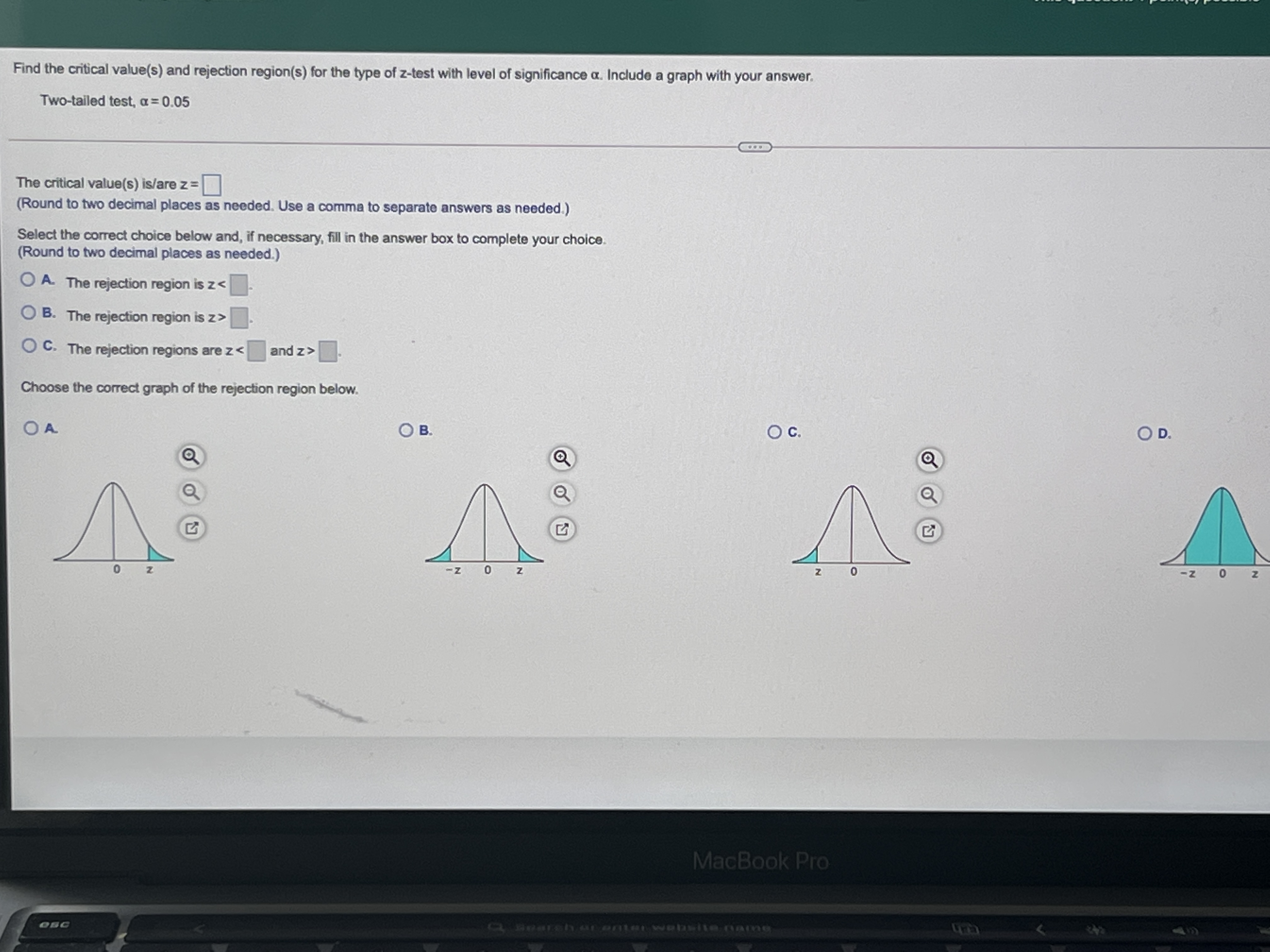 value(s) is/are z= (Round to two decimal places as needed. Use a