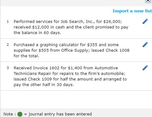 the other half in 30 days. received $12, in cash supplies for