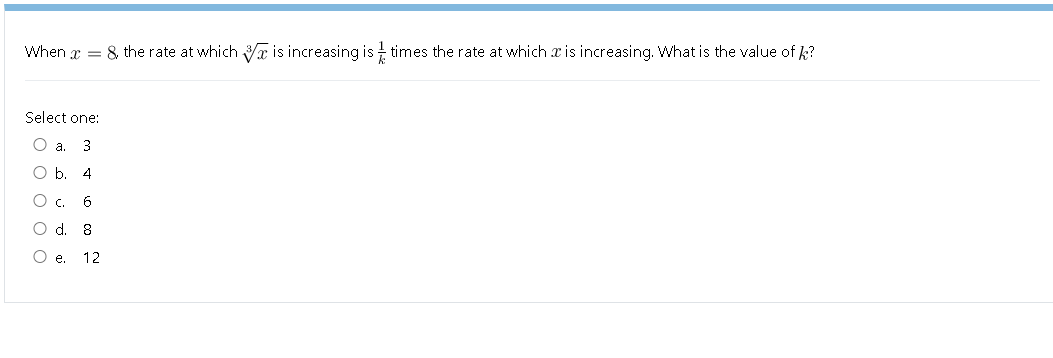exist Clear my choiceWhen a = & the rate at which 3a