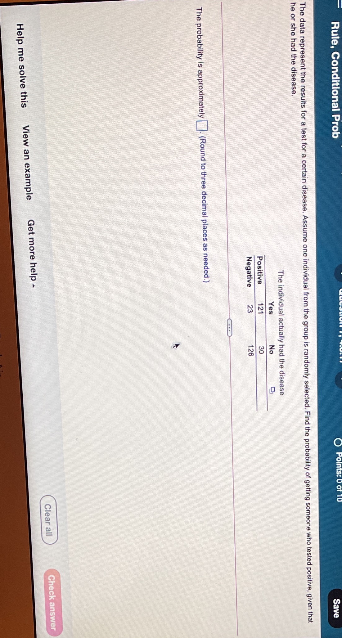 for a test for a certain disease. Assume one individual from the