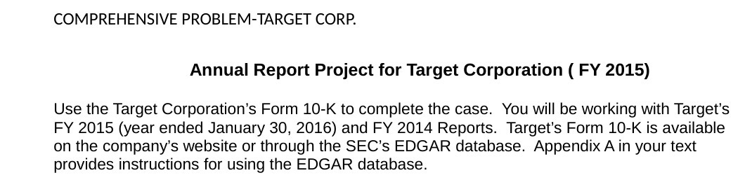  COMPREHENSIVE PROBLEM-TARGET CORP. Annual Report Project for Target Corporation ( FY