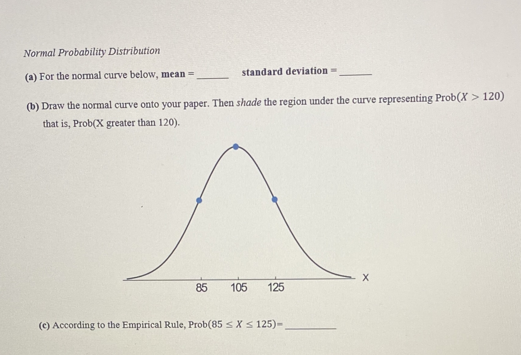 Please show how you solved Normal Probability Distribution (a) For the