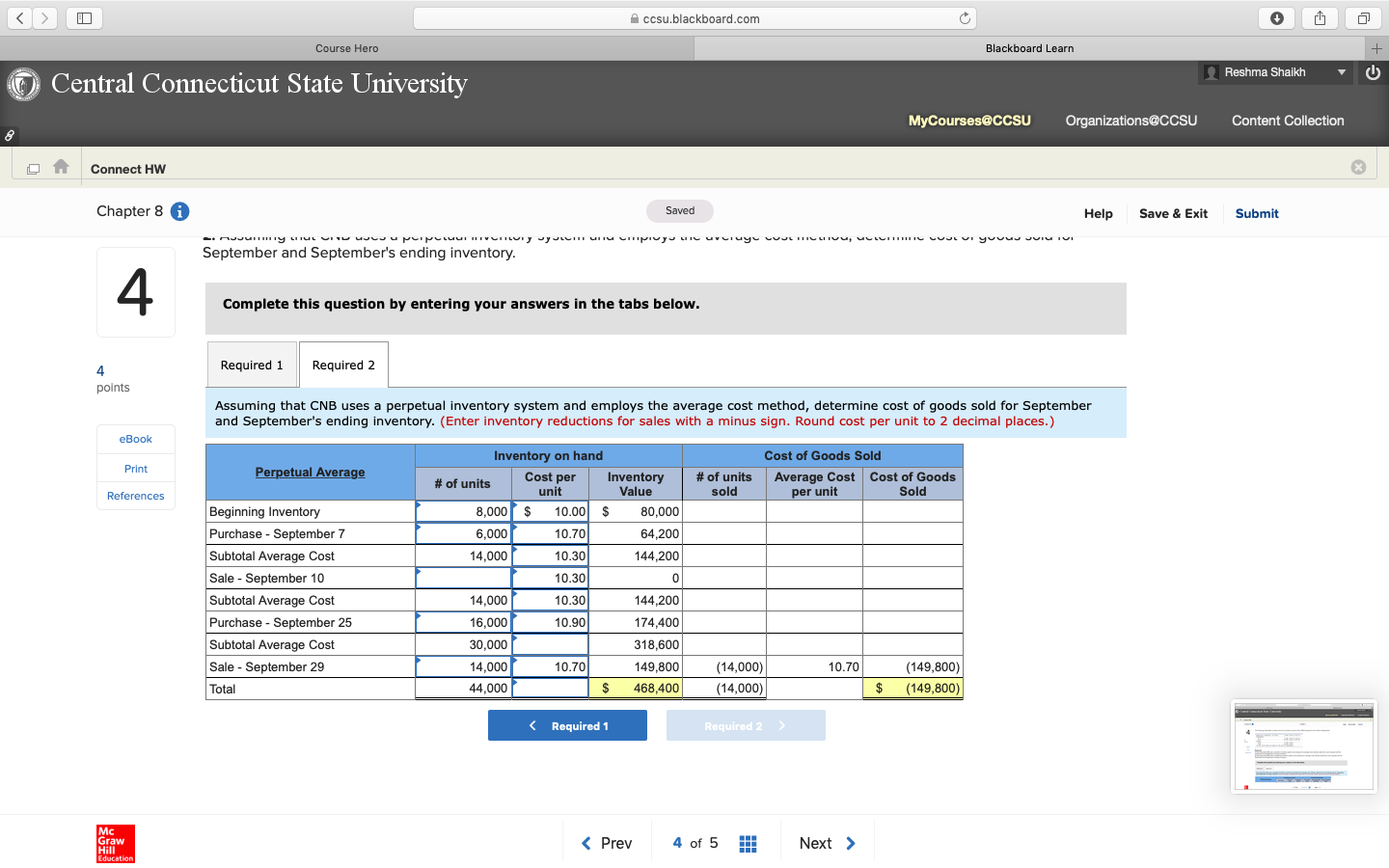 Course Hero Blackboard Learn Central Connecticut State University Reshma Shaikh Y MyCourses@CCSU