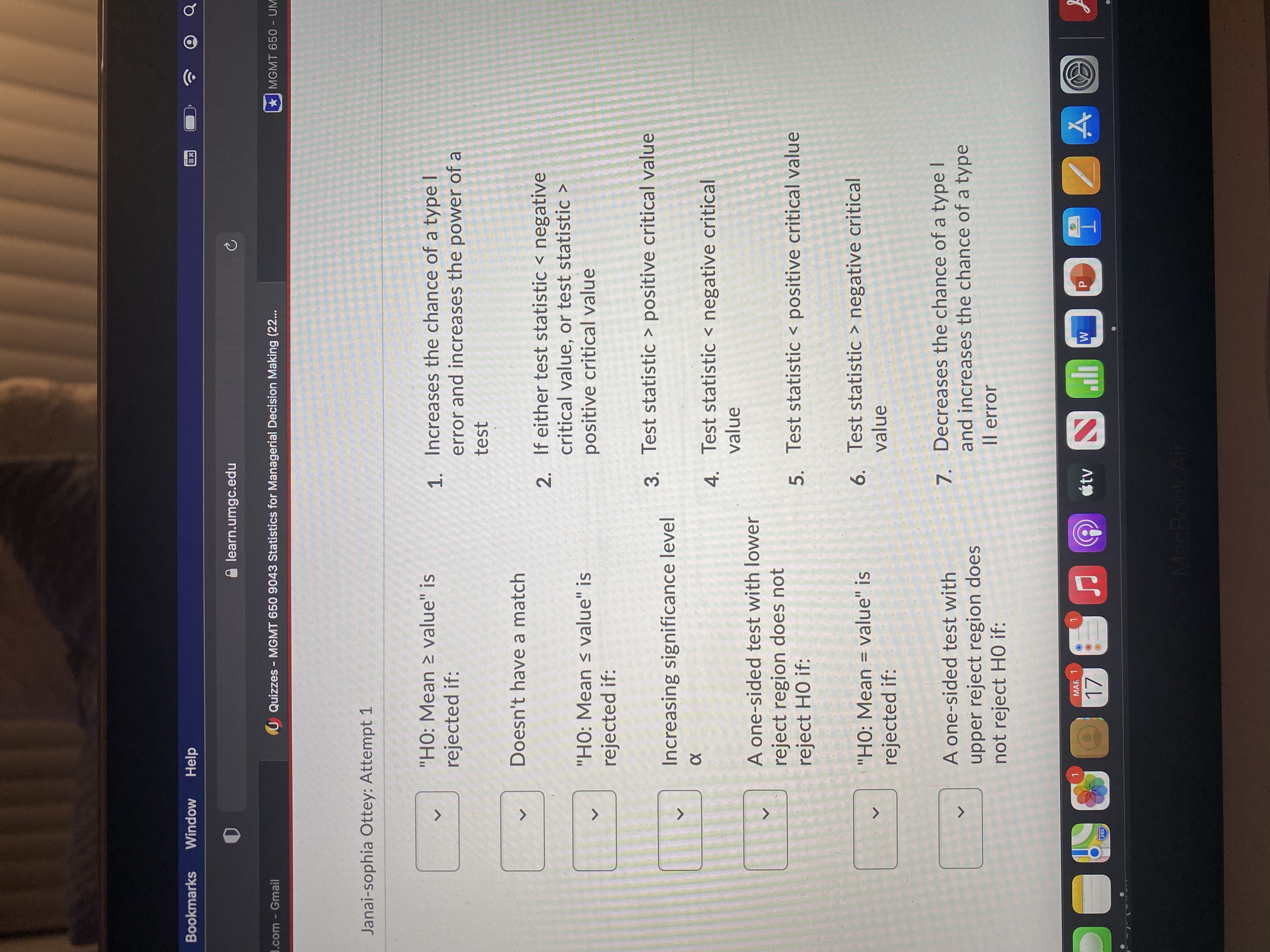 Bookmarks Window Help learn.umgc.edu .com - Gmail U Quizzes - MGMT