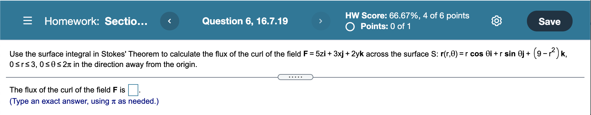 y sa, z=h. Let F= -8yi + 8xj + 8x k. Use