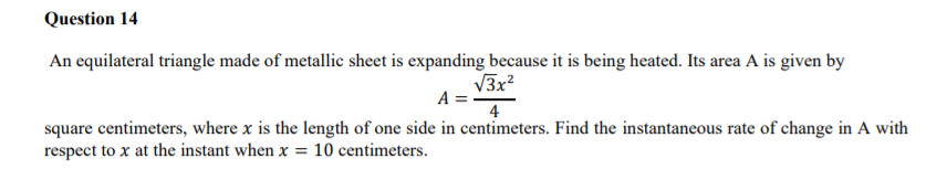 Help in solving this qustion. Question 14 An equilateral triangle made