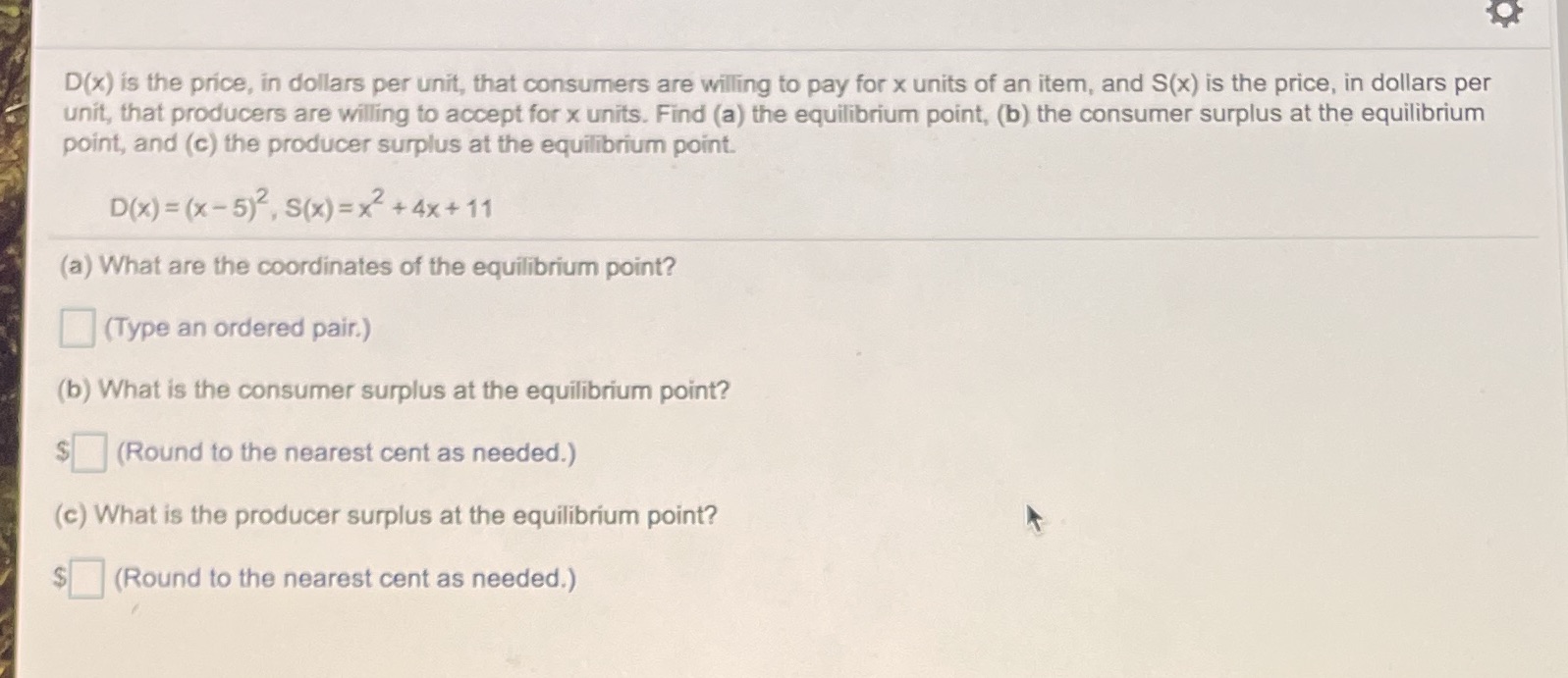  Please help as soon as possible!!! No work needed D(x) is