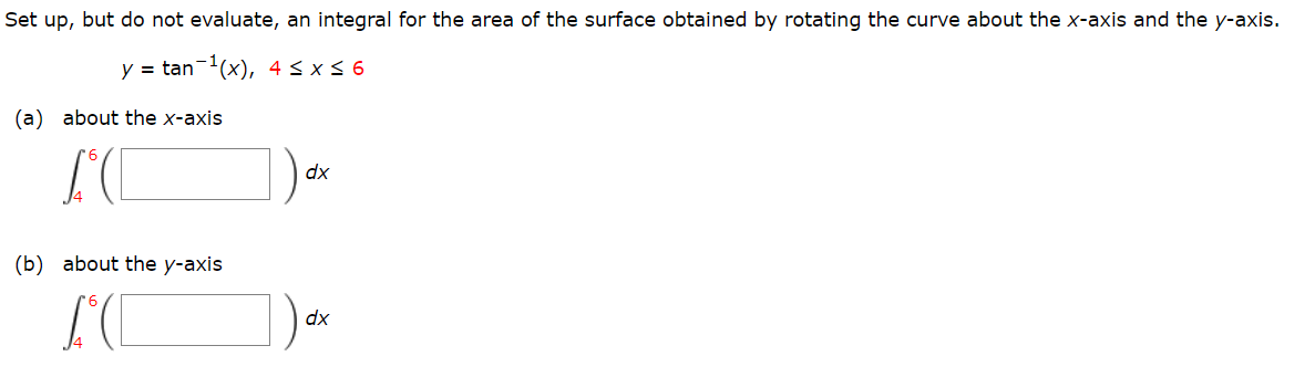 the y-axis. y = tan1(x), 4 S x 5 6 (a) about