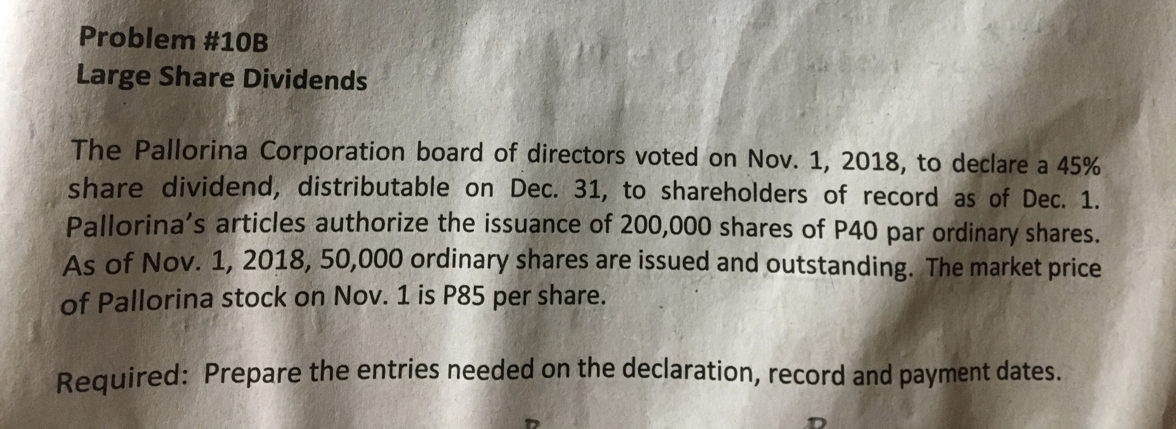 Assets 1. Declaration of cash dividends 2. Payment of cash dividends 3.